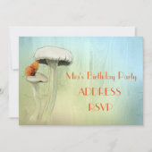 Paddestoel fee aquarel meisje verjaardagsfeest kaart (Voorkant)