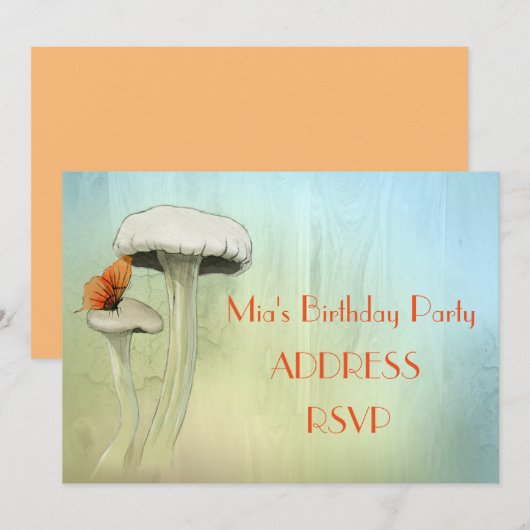 Paddestoel fee aquarel meisje verjaardagsfeest kaart (Voorkant / Achterkant)