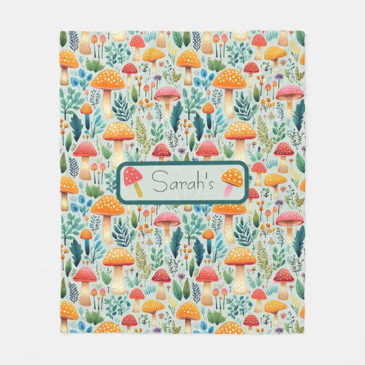 Paddestoel groene tuin fleece deken (Voorkant)