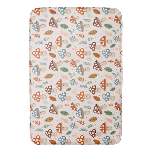 Paddestoel, Herfst gebladerte, Natuur Patten Badmat (Voorkant Verticaal)