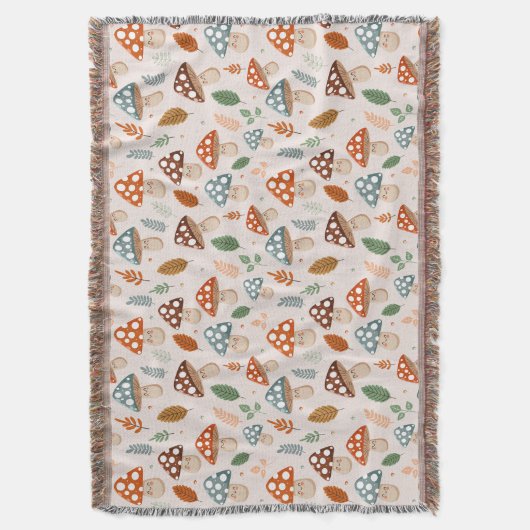 Paddestoel, Herfst gebladerte, Natuur Patten Deken (Voorkant Verticaal)