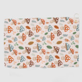 Paddestoel, Herfst gebladerte, Natuur Patten Golfhanddoek (Horizontaal)