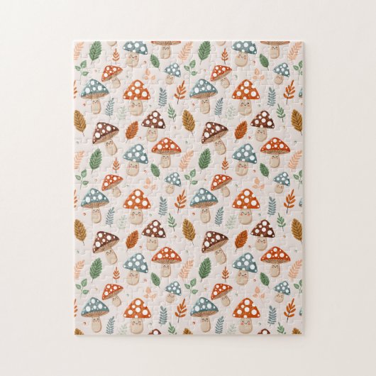 Paddestoel, Herfst gebladerte, Natuur Patten Legpuzzel (Verticaal)