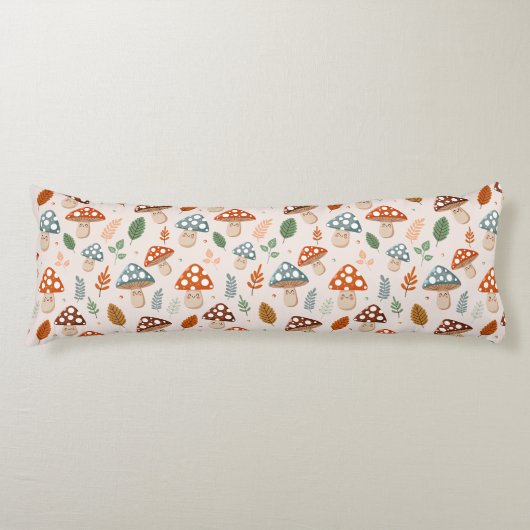 Paddestoel, Herfst gebladerte, Natuur Patten Lichaamskussen (Voorkant)