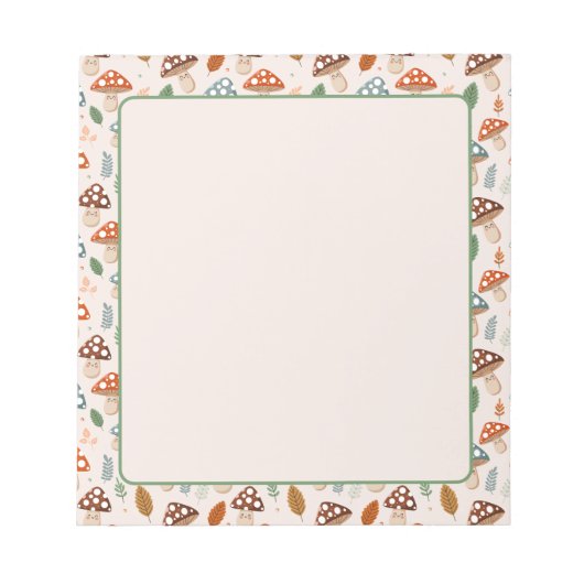 Paddestoel, Herfst gebladerte, Natuur Patten Notitieblok (Voorkant)