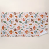 Paddestoel, Herfst gebladerte, Natuur Patten Strandlaken (Voorkant)