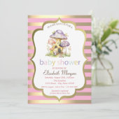 Paddestoel Huizen Gouden Streep Baby shower Kaart (Staand voorkant)