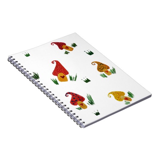 Paddestoel Huizen Waterverf Kunst Notitieboek (Rechterzijde)