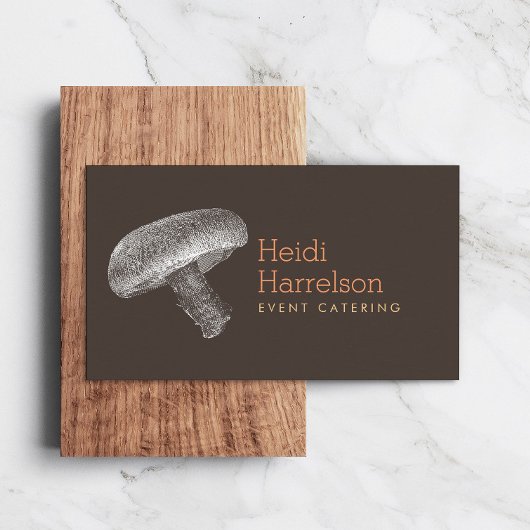 Paddestoel Illustratie Wit/Bruin - Catering, Chef Visitekaartje