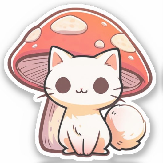 Paddestoel Kat Sticker 2 (Voorkant)