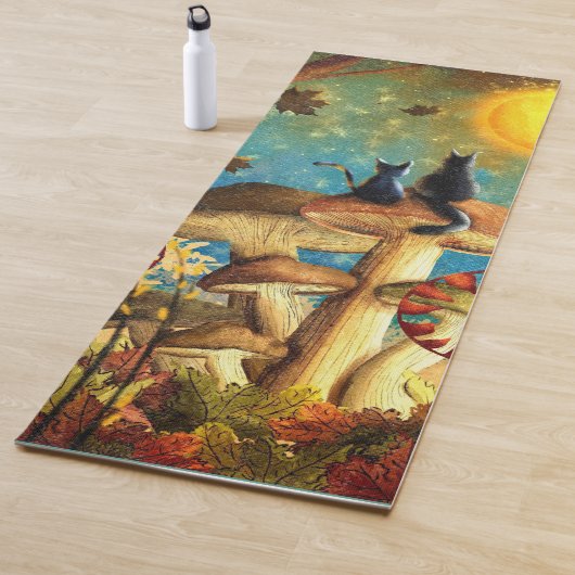 Paddestoel Katten Effen Achterkant Yogamat (In situ)