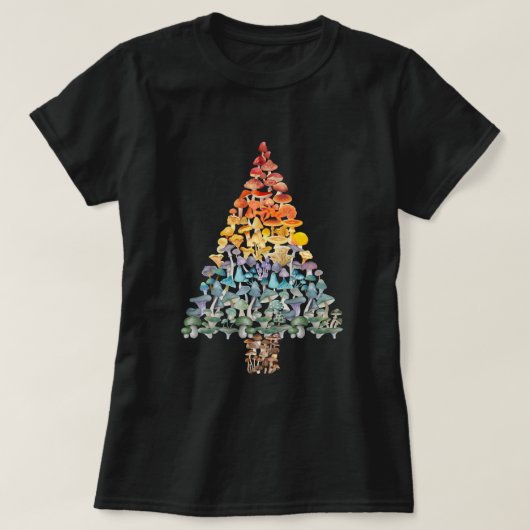 Paddestoel Kerstboom - Regenboog T-shirt (Design voorkant)