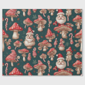Paddestoel Kerstmis Kerstman Cadeaupapier (Vlak)
