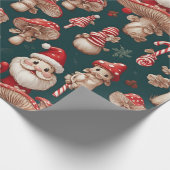 Paddestoel Kerstmis Kerstman Cadeaupapier (Hoek)