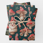 Paddestoel Kerstmis Kerstman Inpakpapier Vel (In situ)