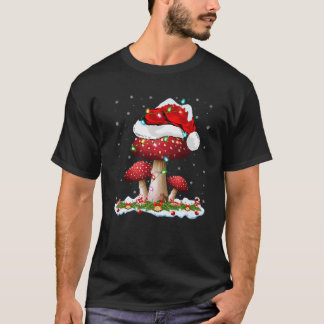 Paddestoel Liefhebber Kerstmis Lichten Santa Padde T-shirt