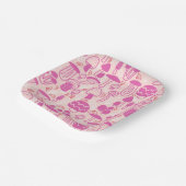 Paddestoel magenta roze papieren bordje (Gebogen)