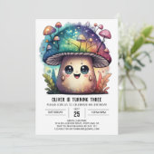 Paddestoel Magic Kids Verjaardagsuitnodiging Kaart (Staand voorkant)