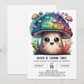 Paddestoel Magic Kids Verjaardagsuitnodiging Kaart (Voorkant / Achterkant)