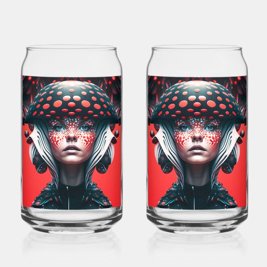 Paddestoel meisje 1 blikvorm glas (Voorkant)