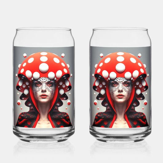 Paddestoel meisje 3 blikvorm glas (Voorkant)