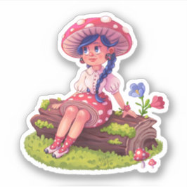 Paddestoel meisje in Natuur Sticker