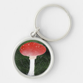 Paddestoel Mushroom in Moss Omgeving Sleutelhanger