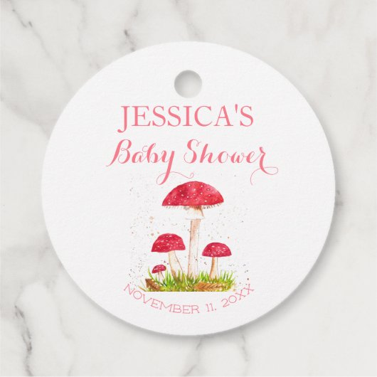 Paddestoel Mushroom Waterverf Leuk Baby shower Bedankjes Labels (Achterkant)