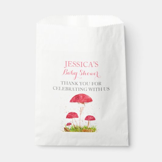 Paddestoel Mushroom Waterverf Leuk Baby shower Bedankzakje (Voorkant)