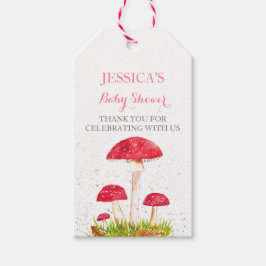 Paddestoel Mushroom Waterverf Leuk Baby shower Cadeaulabel