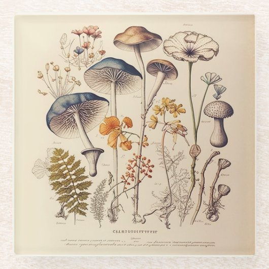  Paddestoel Naturalist Glazen Onderzetter (Voorkant)