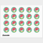 Paddestoel op Blauwgroen Ronde Sticker (Vel)