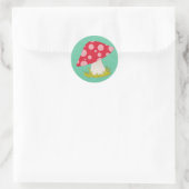 Paddestoel op Blauwgroen Ronde Sticker (Tas)