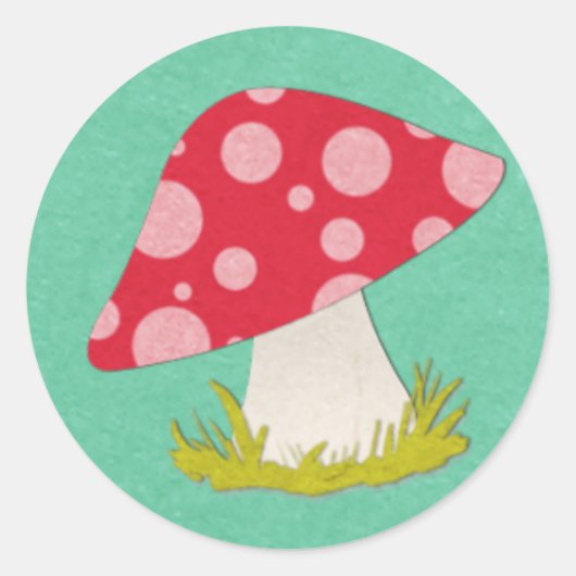 Paddestoel op Blauwgroen Ronde Sticker (Voorkant)