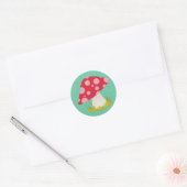 Paddestoel op Blauwgroen Ronde Sticker (Envelop)