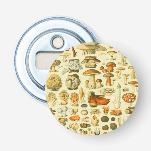 Paddestoel  paddestoel Antiek illustratie Button Flesopener (Voorkant)