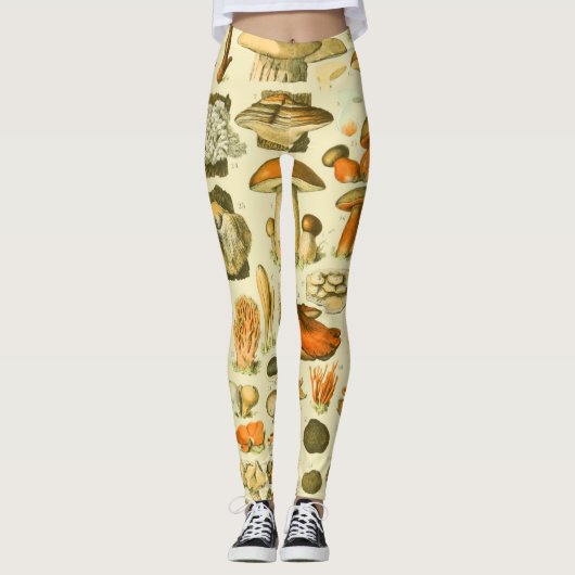 Paddestoel  paddestoel Antiek illustratie Leggings (Voorkant)