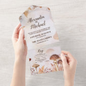 Paddestoel Paddestoel betoverde bos bruiloft All In One Uitnodiging (Afscheurbaar)