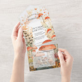 Paddestoel Paddestoel betoverde bos bruiloft All In One Uitnodiging (Afscheurbaar)