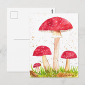 Paddestoel Paddestoel Bos waterverf Rode Natuur Briefkaart (Voorkant / Achterkant)