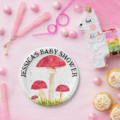 Paddestoel Paddestoel Bos waterverf Rode Natuur Papieren Bordje (Feest)