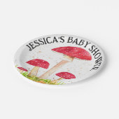 Paddestoel Paddestoel Bos waterverf Rode Natuur Papieren Bordje (Gekanteld)