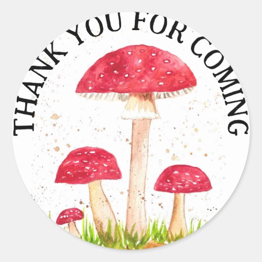 Paddestoel Paddestoel Bos waterverf Rode Natuur Ronde Sticker (Voorkant)