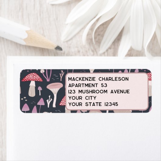 Paddestoel paddestoel schimmels retouradres etiket (Insitu)