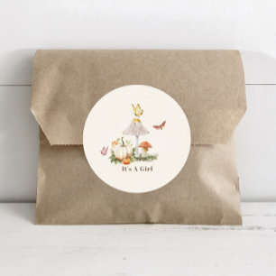 Paddestoel pompoen vlinder Woodland Baby shower Ronde Sticker