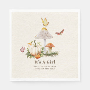 Paddestoel pompoen vlinder Woodland Baby shower Servet