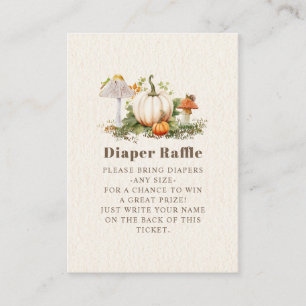 Paddestoel Pompoen Woodland Baby shower Luier Raff Informatiekaartje