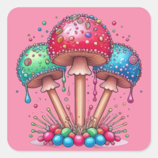 Paddestoel Poppen Vierkante Sticker