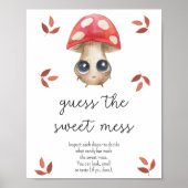 Paddestoel - raad de zoete puinhoop baby shower poster (Voorkant)