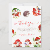 Paddestoel Rode Waterverf Bos Rustiek Baby shower Bedankkaart (Voorkant)